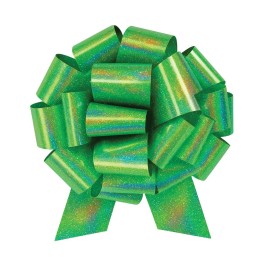 InstaBows Large Green Gift Bow 12 Color Changing Holographic Pull String Bow Perfect for Gift Wrapping Big Presents Cars Bikes & More