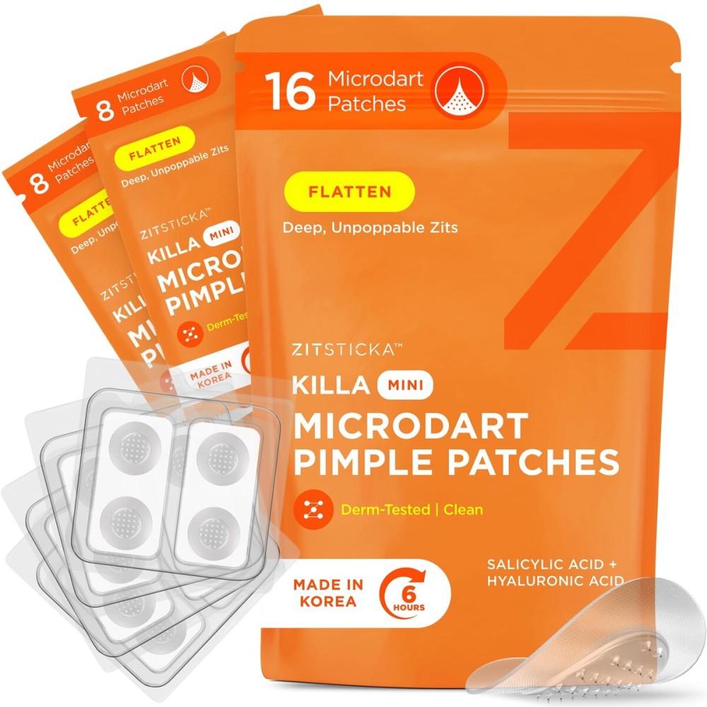 ZitSticka Killa Pimple Patches for Face - World\'s Most Potent Pimple Patch with Fast-Acting Microdarts - Starts Working within 6 Hours for Deep, Early-Stage Zits - Mini 16 Count