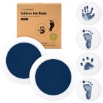 1-Pack Inkless Baby Hand and Footprint Kit - Mess Free Ink Pad for Newborn Keepsake, Dog Nose & Paw Print Kit, Clean Touch Ink Pad for Baby Hand & Footprints, Ideal New Mom Gifts (Navy, Jumbo)