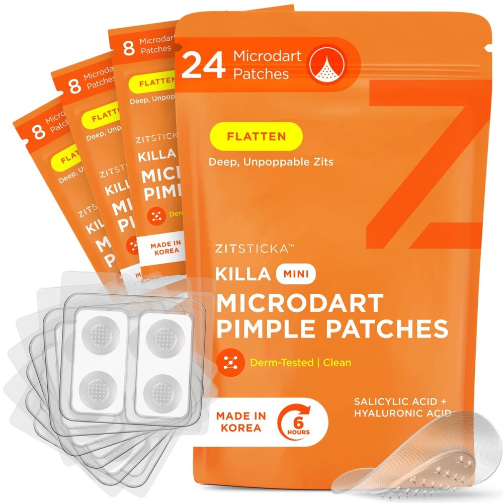 ZitSticka Killa Pimple Patches for Face - World\'s Most Potent Pimple Patch with Fast-Acting Microdarts - Starts Working within 26 Hours for Deep, Early-Stage Zits - Mini 24 Count