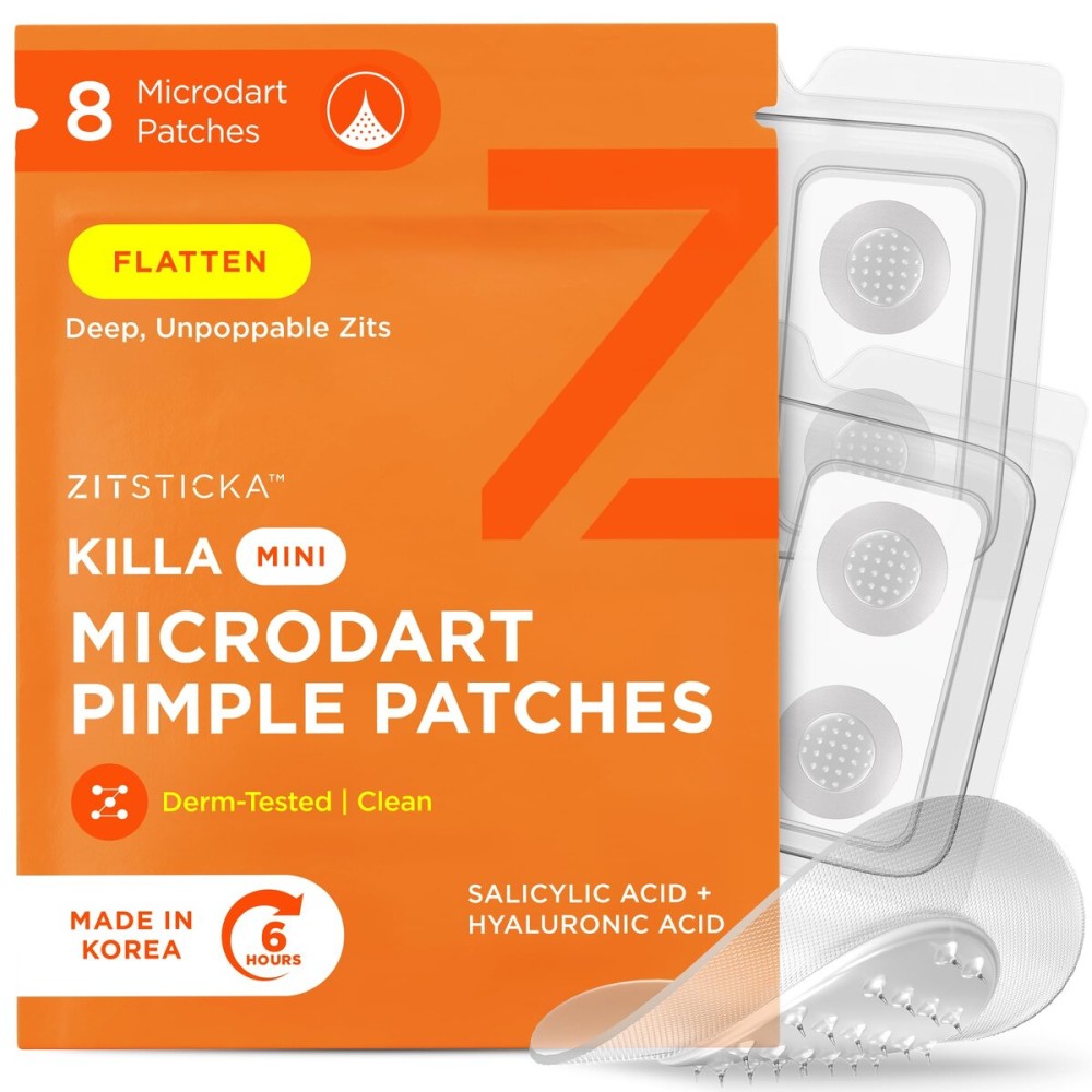 ZitSticka Killa Mini Acne Patches for Face - World\'s Most Potent Pimple Patch with Fast-Acting Microdarts - Starts Working within 2 Hours for Deep, Early-Stage Zits - 8 Count