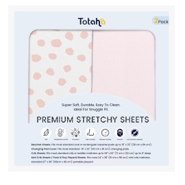 TotAha Premium Stretchy Crib Sheets (2-Pack)-Hypoallergenic, Silky Comfort, Buttery Soft, Calming Effect, All-Season Jersey-Knit Sheets, 9\'\' Extra Deep Pocket