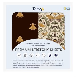 TotAha Premium Stretchy Crib Sheets (2-Pack)-Hypoallergenic, Silky Comfort, Buttery Soft, Calming Effect, All-Season Jersey-Knit Sheets, 9\'\' Extra Deep Pocket, Animal Print