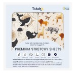 TotAha Premium Stretchy Crib Sheets (2-Pack)-Hypoallergenic, Silky Comfort, Buttery Soft, Calming Effect, All-Season Jersey-Knit Sheets, 9\'\' Extra Deep Pocket, Zoo Safari & Sea Animals