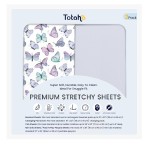 TotAha Premium Soft Pack n Play Sheets, Super Stretchy Jersey Knit Mini Crib Sheets Fitted, Silky Comfort Graco Pack and Play Mattress Sheets 2-Pack, Purple Butterfly