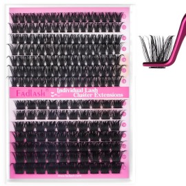 FADLASH Cluster Lashes D Curl Wispy Individual Lashes DIY Eyelash Extension Natural Look Reusable Fluffy Cluster Eyelash Extensions Self Application at Home (100D+200D-0.07D-12-18MIX)