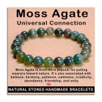 AD Beads Handmade Gemstone Stretch Elastic Bracelet Crystal Healing Reiki Nature\'s Beauty and Spiritual Essence Unisex (8mm, Moss Agate (Universal Connection))