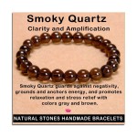 AD Beads Handmade Gemstone Stretch Elastic Bracelet Crystal Healing Reiki Nature\'s Beauty and Spiritual Essence Unisex (8mm, Smoky Quartz (Clarity and Amplification))