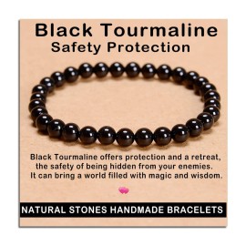 AD Beads Handmade Gemstone Stretch Elastic Bracelet Crystal Healing Reiki Nature\'s Beauty and Spiritual Essence Unisex (6mm, Black Tourmaline (Best protection))