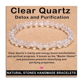 AD Beads Handmade Gemstone Stretch Elastic Bracelet Crystal Healing Reiki Nature\'s Beauty and Spiritual Essence Unisex (6mm, Clear Quartz (Detox and Purification))