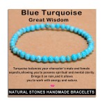 AD Beads Handmade Gemstone Stretch Elastic Bracelet Crystal Healing Reiki Nature\'s Beauty and Spiritual Essence Unisex (4mm, Blue Turquoise (Great Wisdom))