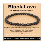 AD Beads Handmade Gemstone Stretch Elastic Bracelet Crystal Healing Reiki Nature\'s Beauty and Spiritual Essence Unisex (4mm, Black Lava (Warmth Generator))