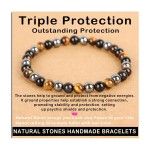 AD Beads Handmade Gemstone Stretch Elastic Bracelet Crystal Healing Reiki Nature\'s Beauty and Spiritual Essence Unisex (6mm, Triple Protection (Strong Protect))
