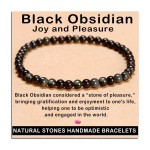AD Beads Handmade Gemstone Stretch Elastic Bracelet Crystal Healing Reiki Nature\'s Beauty and Spiritual Essence Unisex (4mm, Black Obsidian (Pleasure))