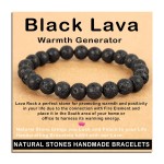 AD Beads Handmade Gemstone Stretch Elastic Bracelet Crystal Healing Reiki Nature\'s Beauty and Spiritual Essence Unisex (8mm, Black Lava (Warmth Generator))