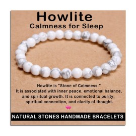 AD Beads Handmade Gemstone Stretch Elastic Bracelet Crystal Healing Reiki Nature\'s Beauty and Spiritual Essence Unisex (6mm, Howlite (Calmness for Sleep))