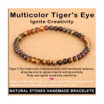 AD Beads Handmade Gemstone Stretch Elastic Bracelet Crystal Healing Reiki Nature\'s Beauty and Spiritual Essence Unisex (4mm, Multicolor Tiger\'s Eye (Ignite Creativity))