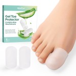 Welnove Gel Toe Cap and Protector - Silicone Toe Covers - Toe Cushions for Pain Relief, Missing or Ingrown Toenails, Corns, Calluses, Blisters - Infused Aloe Vera Extract (8 Large, Clear)