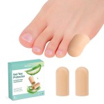 Welnove Gel Toe Cap and Protector - Silicone Toe Covers - Toe Cushions for Pain Relief, Missing or Ingrown Toenails, Corns, Calluses, Blisters (8 Small, Beige)