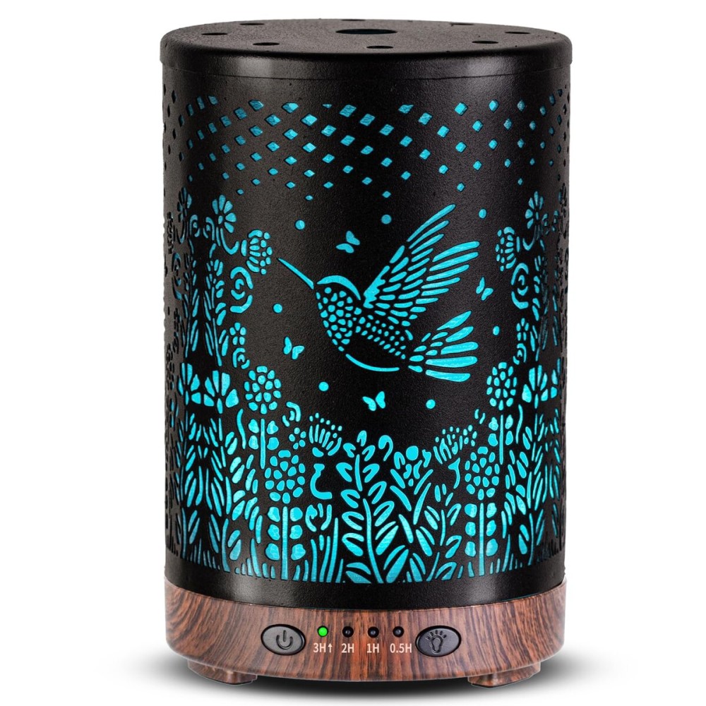 JOYOLO Essential Oil Diffuser 120ML Metal Aromatherapy Diffuser, Cool Mist Humidifier with Auto Shut-Off Protection 7 Color Lights for Home Office Spa (Bird)