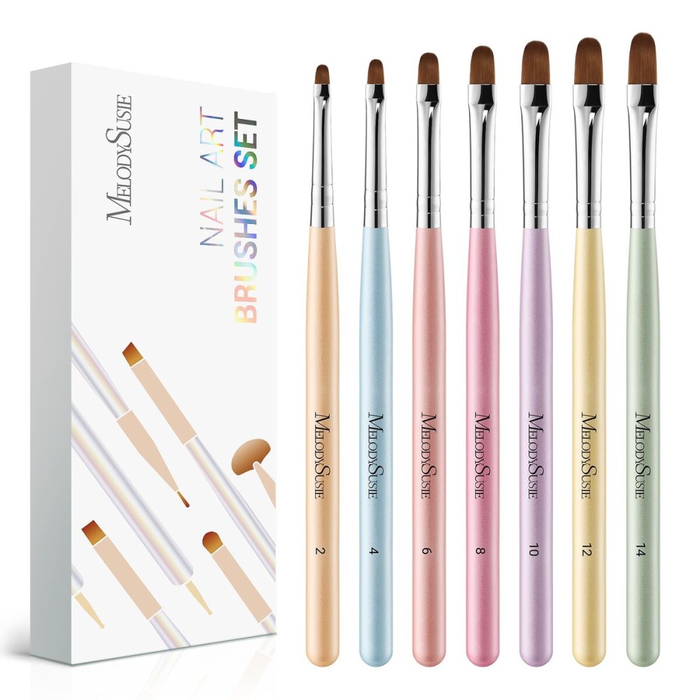 MelodySusie 7Pcs Gel Nail Brush Nail Art Brushes Nail Art Tips Nail Brushes for Nail Art Nail Painting Brush Pen Set for Home and Salon Use