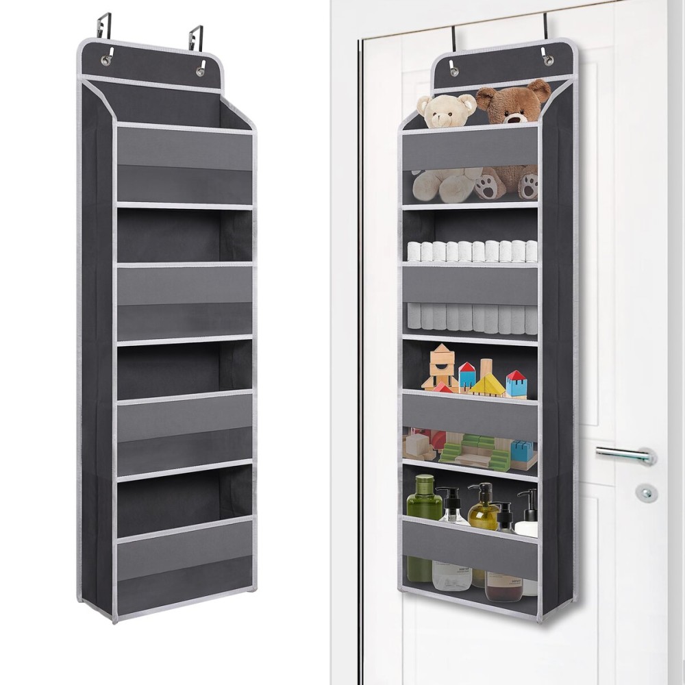 Giraffe Creation Over Door Organizer with 4 Large Capacity Pockets, Heavy Duty Hanging Organizer Storage for Closet Bathroom Nursery Bedroom Dorm, Toys Cosmetics Sundries and Baby Essentials, Gray