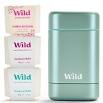 Wild - Aqua Case with Refill Variety Pack - Refillable Deodorant - Aluminum Free - Includes Fresh Cotton & Sea Salt, Cherry Blossom and Coconut & Vanilla Scents - Vegan
