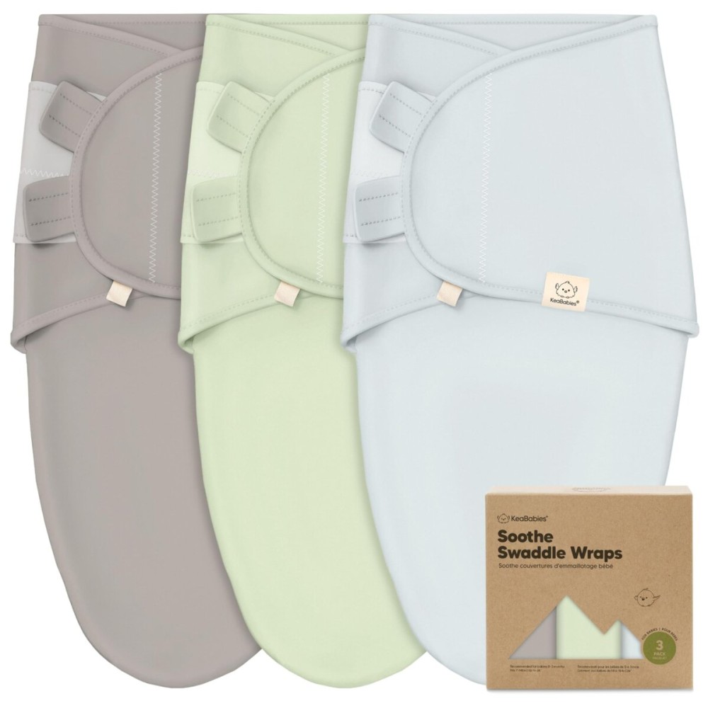KeaBabies 3-Pack Organic Baby Swaddle Sleep Sacks - Swaddles for Newborns, Infant 0-3 Months, Baby Girls, Boys, Soft & Snug Newborn Sleep Sack, Nursery Swaddling Blankets (Ripple)