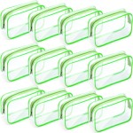 Weewooday 12 Pieces Clear Makeup Bags Cosmetic Storage Bags PVC Zipper Pouches Travel Waterproof Makeup Plastic Case for Women Organizing Toiletries Traveling Bathroom(Small,Green)
