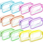Weewooday 12 Pieces Clear Makeup Bags Cosmetic Storage Bags PVC Zipper Pouches Travel Waterproof Makeup Plastic Case for Women Organizing Toiletries Traveling Bathroom(Medium,Bright Color)