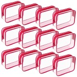 Weewooday 12 Pieces Clear Makeup Bags Cosmetic Storage Bags PVC Zipper Pouches Travel Waterproof Makeup Plastic Case for Women Organizing Toiletries Traveling Bathroom(Medium,Rose Red)