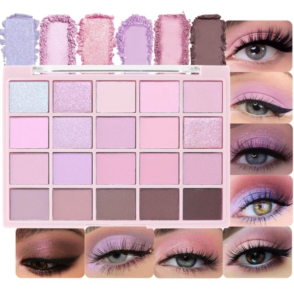 CAKAILA 20Colors Light Purple Pink Nude Basics Matte Eyeshadow Palette,Eye Shadow Travel Makeup Palette all in one Long Lasting Waterproof,Great for Travel Gift Kit