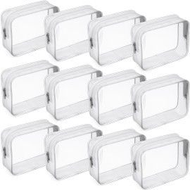 Weewooday 12 Pieces Clear Makeup Bags Cosmetic Storage Bags PVC Zipper Pouches Travel Waterproof Makeup Plastic Case for Women Organizing Toiletries Traveling Bathroom(Medium,Grey)
