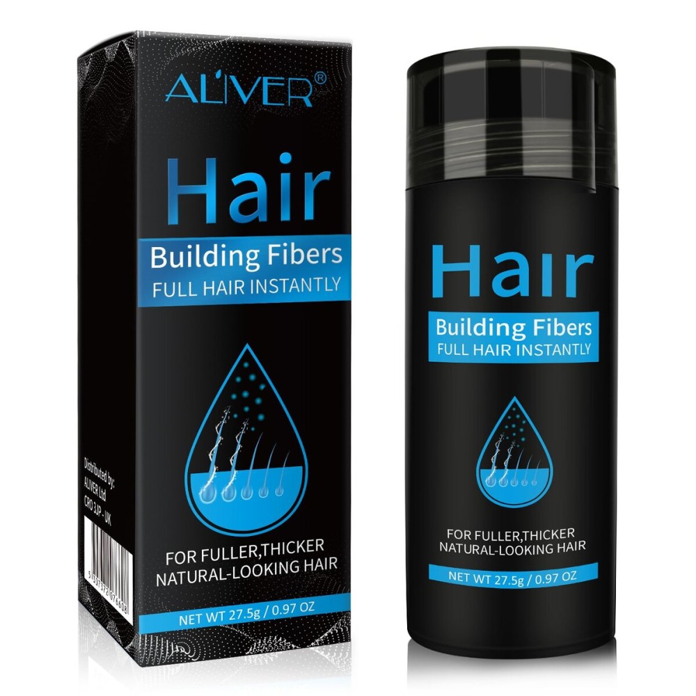 Aliver Hair Fibers for Thinning Hair - Black - 27.5Gr,Undetectable Natural Formula, Thicker Fuller Hair in 15 Seconds, Conceals Hair Loss, Look Younger, for Men & Women Patchy Bald Spot,Crown