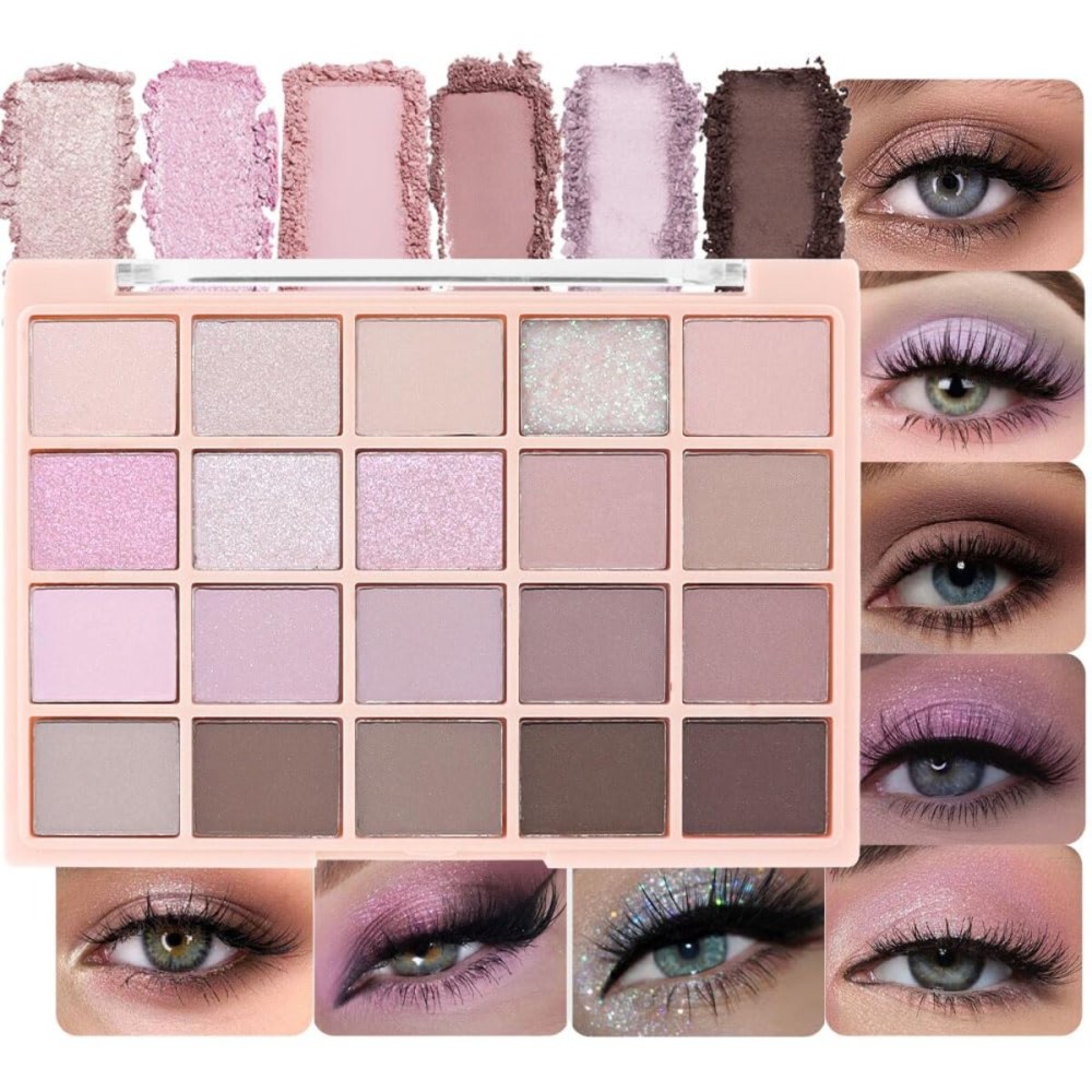 CAKAILA 20Colors Nude Light Pink Purple Basics Matte Eyeshadow Palette,Eye Shadow Travel Makeup Palette all in one Long Lasting Waterproof,Great for Travel Gift Kit