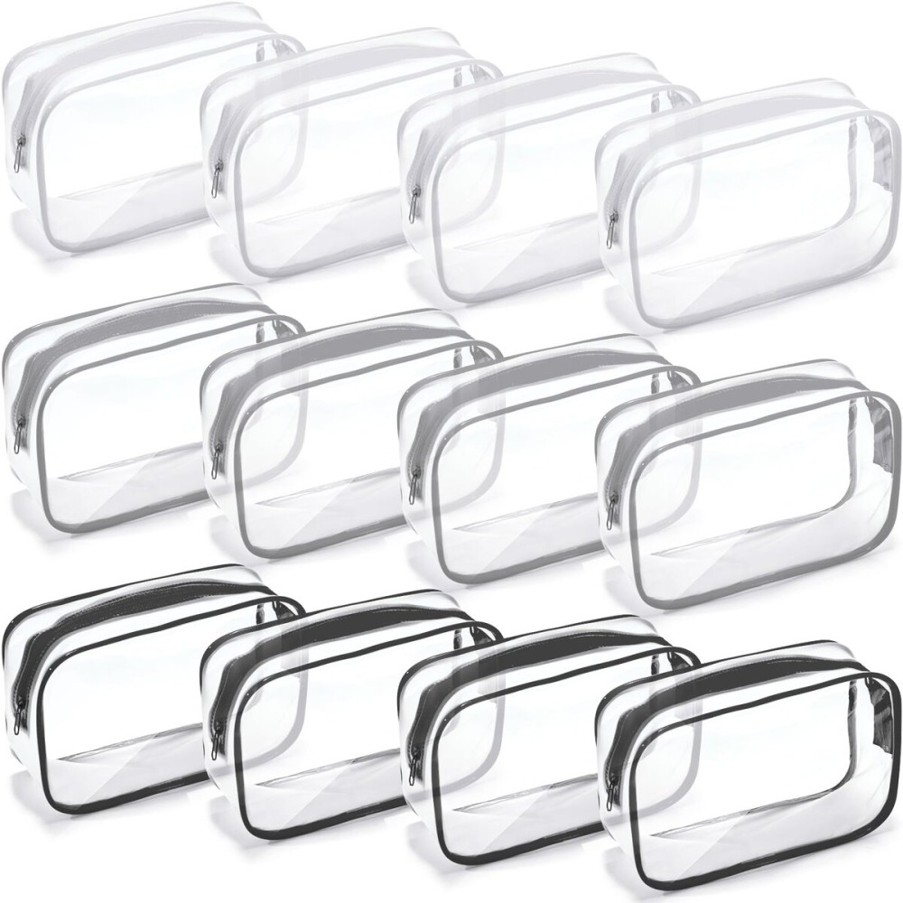 Weewooday 12 Pieces Clear Makeup Bags Cosmetic Storage Bags PVC Zipper Pouches Travel Waterproof Makeup Plastic Case for Women Organizing Toiletries Traveling Bathroom(Medium,Multicolor)