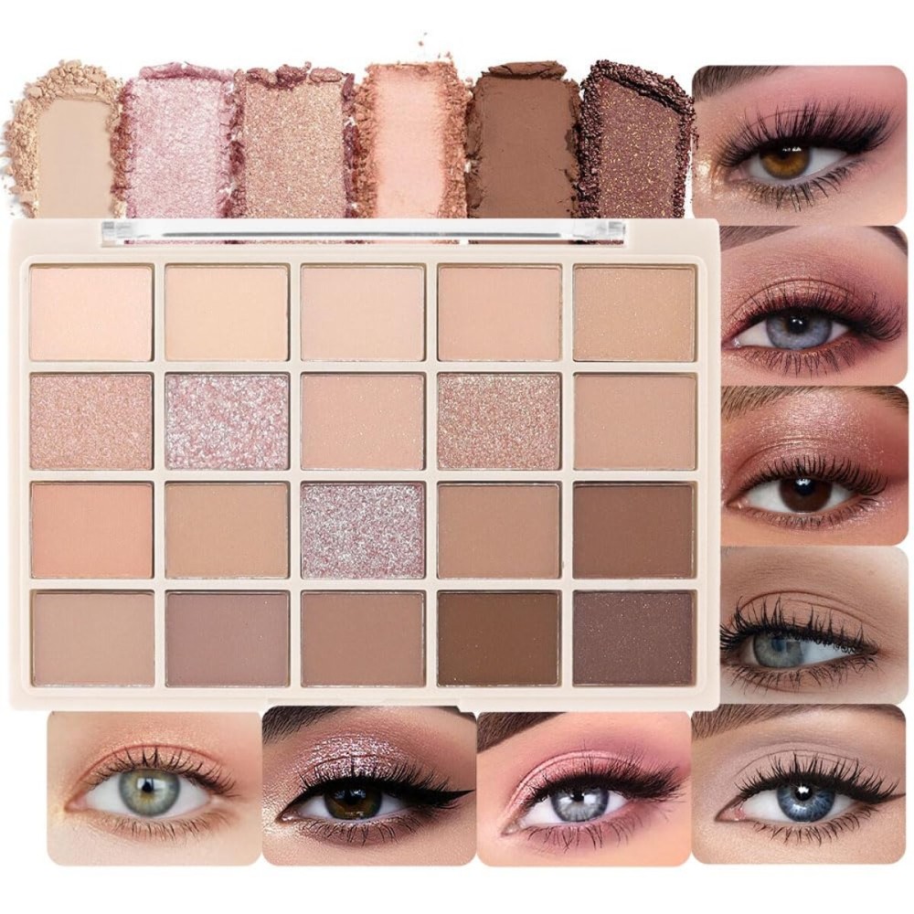 CAKAILA 20Colors Rose Gold Dark Brown Nude Basics Matte Eyeshadow Palette,Eye Shadow Travel Makeup Palette all in one Long Lasting Waterproof,Great for Travel Gift Kit