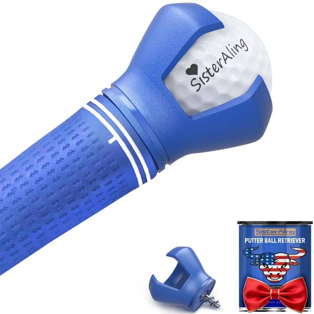SisterAling 3-Prong Golf Ball Retriever Grabber Pick Up,Back Saver Claw Put On Putter Grip,Suction Cup Ball Grabber,Sucker for Golf Screws Tool (1 Pack, Blue)