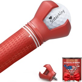 SisterAling 3-Prong Golf Ball Retriever Grabber Pick Up,Back Saver Claw Put On Putter Grip,Suction Cup Ball Grabber,Sucker for Golf Screws Tool (1 Pack, Red)