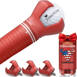 SisterAling 3-Prong Golf Ball Retriever Grabber Pick Up,Back Saver Claw Put On Putter Grip,Suction Cup Ball Grabber,Sucker for Golf Screws Tool (3 Pack, Red)