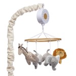 Lambs & Ivy Jungle Adventure Elephant/Lion Musical Baby Crib Mobile Soother Toy