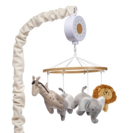 Lambs & Ivy Jungle Adventure Elephant/Lion Musical Baby Crib Mobile Soother Toy