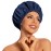 Reusable Shower Cap for Women, Large Waterproof Shower Essentials Bonnet Washable Elastic Band Bath Hair Wrap Hat for Long Hair, Braids(Navy)