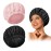 Reusable Shower Cap for Women, Large Waterproof Shower Essentials Bonnet Washable Elastic Band Bath Hair Wrap Hat for Long Hair, Braids(Pink&Black)