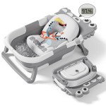 Collapsible Baby Bathtub for Newborn, Foldable Baby Bath Tub with Thermometer & Soft Floating Cushion & Drain Hole, Portable Travel Infant Bath Tubs for Newborns to Toddlers 0-36 Months Boys, Grey