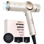 ELLA BELLA Professional Ionic Hair Dryer with Diffuser  Negative Ion Blow Dryer  Suitable All Hair Types  Intelligent Heat Control & Rapid Drying Speeds  Lightweight Design  Low Noise Technology