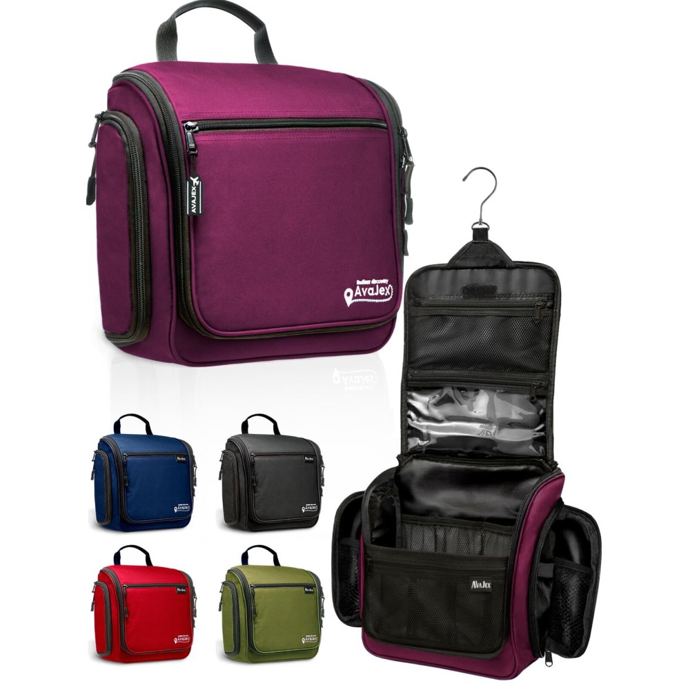 Travel Toiletry Bag for Men and Women - (10.6x10.6x3.2) Large Hanging Toiletry Organizer - Waterproof Hygiene Bag with Metal XXL Swivel Hook, with Sturdy Zippers and 19 Compartments for Toiletries