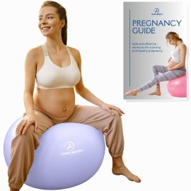 ProBody Pilates Pregnancy Ball - Yoga Ball for Pregnancy with Book, Prenatal, Labor & Postnatal Maternity Exercise (Lilac, 75 cm)