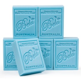 BELA Sea Salt and Goats Milk Soap 3.3 OZ, Pack of 6, Long Lasting French Triple Milled Bar Soap with Organic Shea Butter, Sea Salt Minerals and Nourishing Goat Milk, Made in Australia