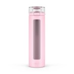 Ello Syndicate 20oz Reusable Glass Water Bottle with One-Touch Leak Proof Flip Lid, Protective Non-Slip Silicone Sleeve, Carry Loop for Coffee, Tea and Water, BPA-free, Dishwasher Safe, Cashmere Pink